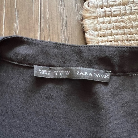 Zara Basic Black Semi Sheer Blouse with Mini Gold Peg Buttons - Picture 12 of 14